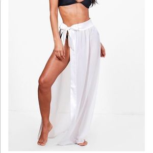 Satin white long beach sarong